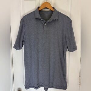 Peter Millar Featherweight Dusky Navy Striped Performance Polo Golf Shirt Size L